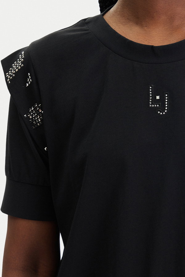 Liu Jo Kadın Bisiklet Yaka T-shirt SIYAH