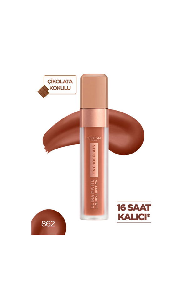 L'Oreal Paris Les Chocolats Likit Mat Ruj 862 Volupto Choco STD L'Oreal Paris Les Chocolats Likit Mat Ruj 862 Volupto Choco STD