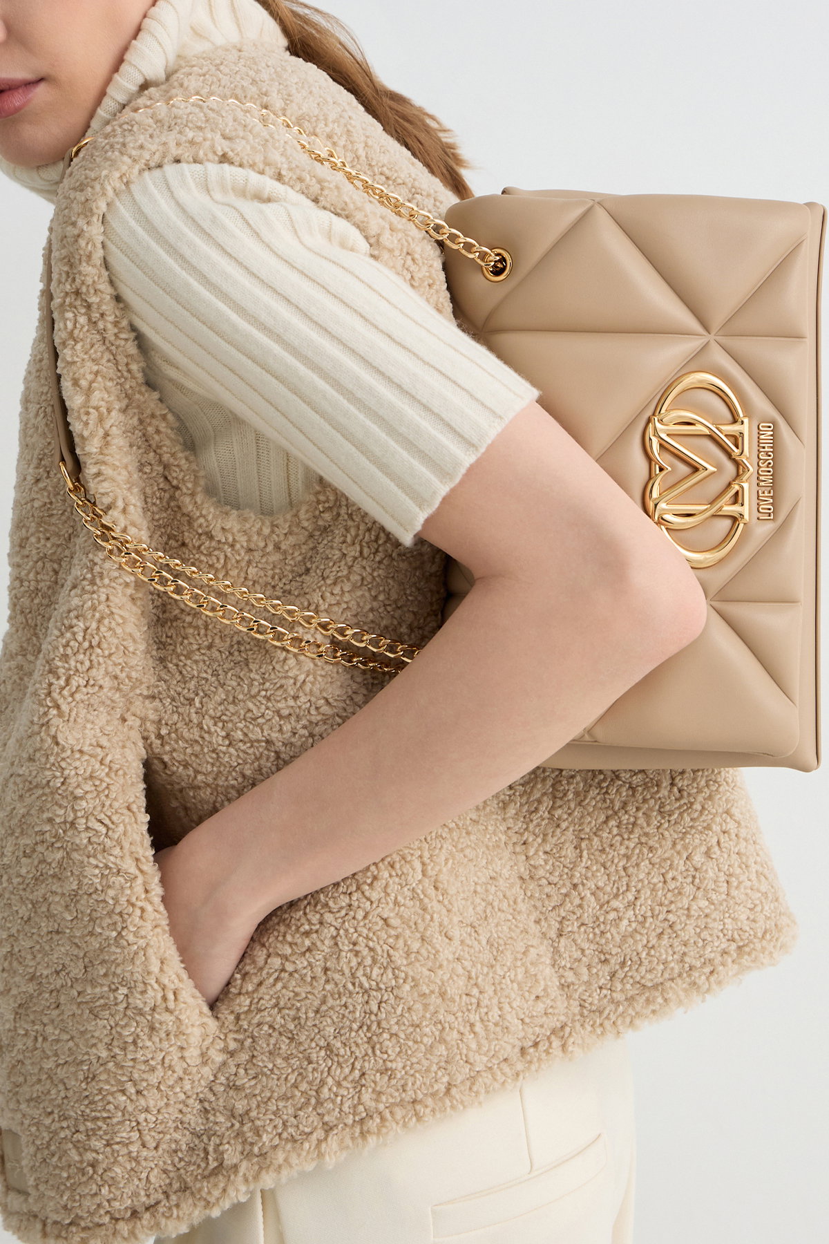 Love Moschino Kadın Omuz Çantası BEJ