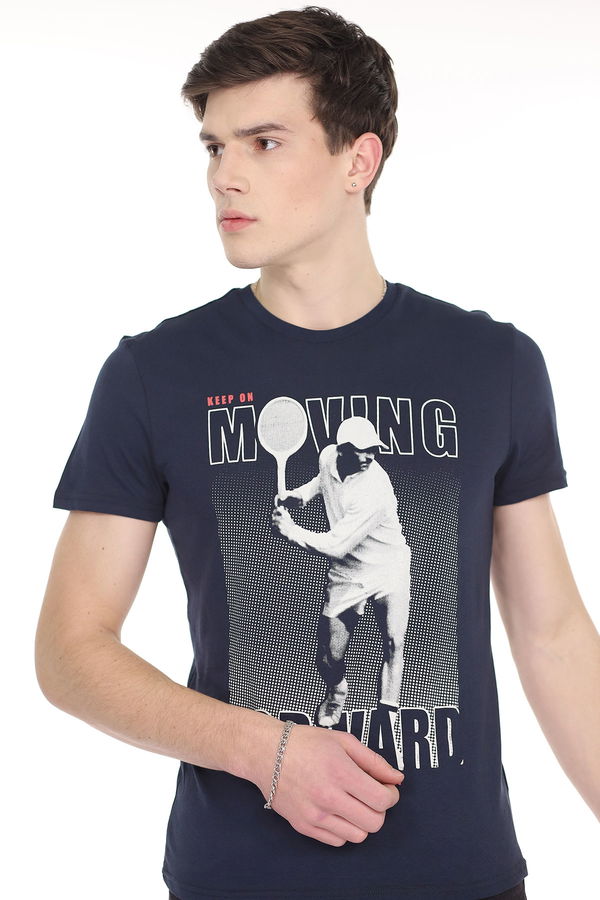 Mavi Baskılı T-shirt