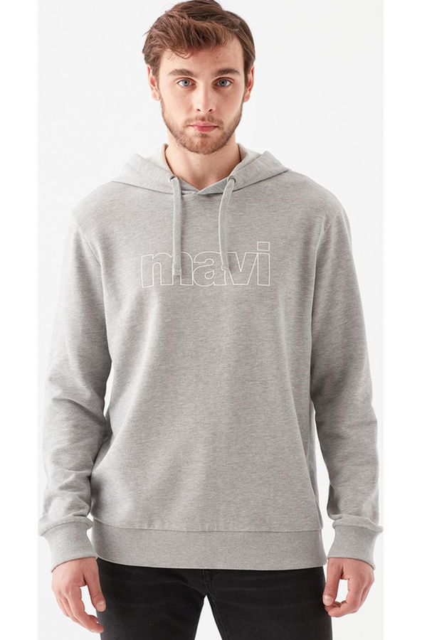 MAVİ LOGO KAPİŞONLU SWEATSHIRT açık gri melanj STD MAVİ LOGO KAPİŞONLU SWEATSHIRT açık gri melanj STD