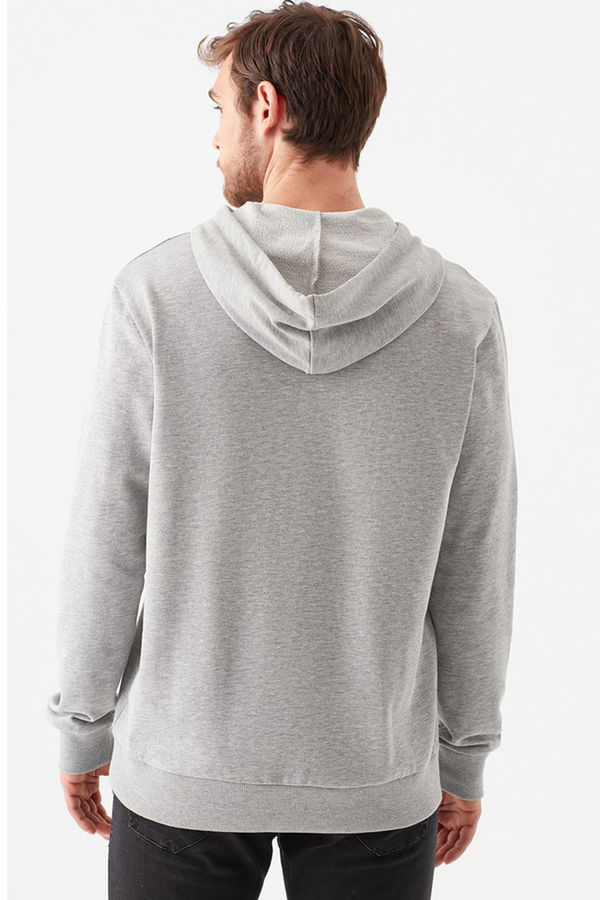 MAVİ LOGO KAPİŞONLU SWEATSHIRT açık gri melanj STD MAVİ LOGO KAPİŞONLU SWEATSHIRT açık gri melanj STD