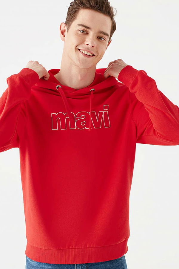 MAVİ LOGO KAPİŞONLU SWEATSHIRT canlı kırmızı STD MAVİ LOGO KAPİŞONLU SWEATSHIRT canlı kırmızı STD