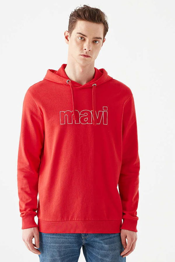 MAVİ LOGO KAPİŞONLU SWEATSHIRT canlı kırmızı STD MAVİ LOGO KAPİŞONLU SWEATSHIRT canlı kırmızı STD