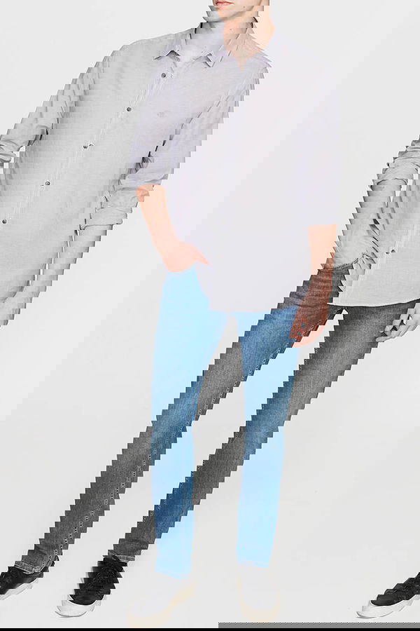 Mavi Uzun Kol Desenli Gömlek Mavi Uzun Kol Desenli Gömlek
