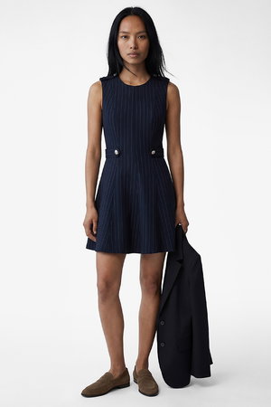 Koton Metal Aksesuarlı Kolsuz Bisiklet Yaka Slim Fit A Kesim Elbise LACİVERT