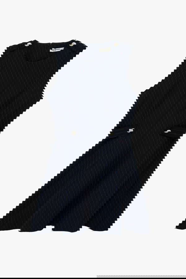 Koton Metal Aksesuarlı Kolsuz Bisiklet Yaka Slim Fit A Kesim Elbise LACİVERT