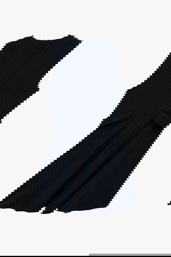 Koton Metal Aksesuarlı Kolsuz Bisiklet Yaka Slim Fit A Kesim Elbise LACİVERT