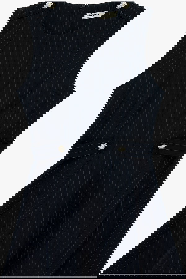 Koton Metal Aksesuarlı Kolsuz Bisiklet Yaka Slim Fit A Kesim Elbise LACİVERT