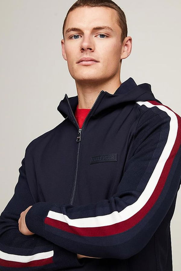 Tommy Hilfiger Şertli Fermuarlı Erkek Sweat LACİVERT