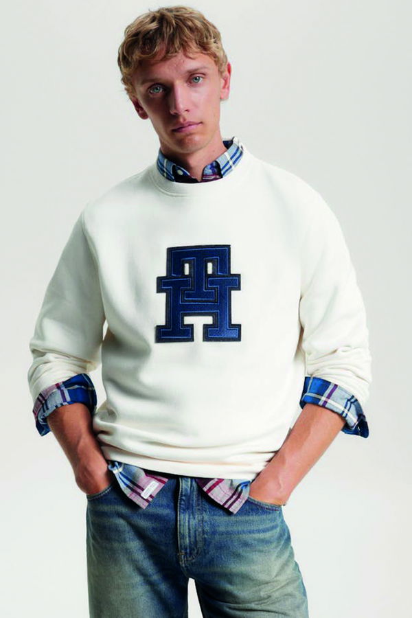 Tommy Hilfiger Marka Logolu Erkek Sweat BEYAZ