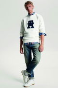 Tommy Hilfiger Marka Logolu Erkek Sweat BEYAZ