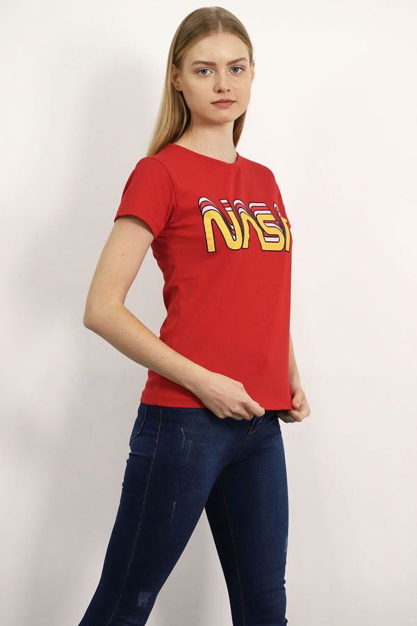 Nasa Baskılı T-shirt Kırmızı Nasa Baskılı T-shirt Kırmızı