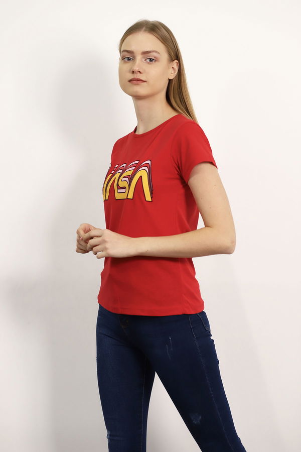 Nasa Baskılı T-shirt Kırmızı Nasa Baskılı T-shirt Kırmızı