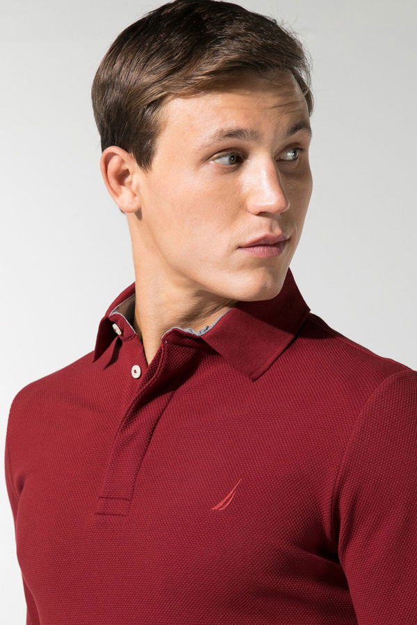 Nautica Polo Yaka Uzun Kollu T-shirt BORDO