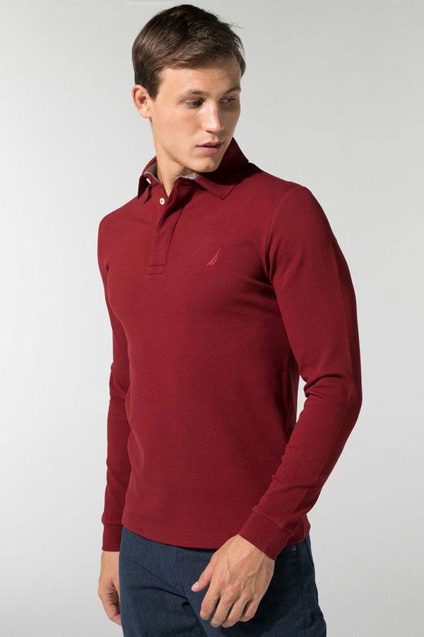Nautica Polo Yaka Uzun Kollu T-shirt BORDO