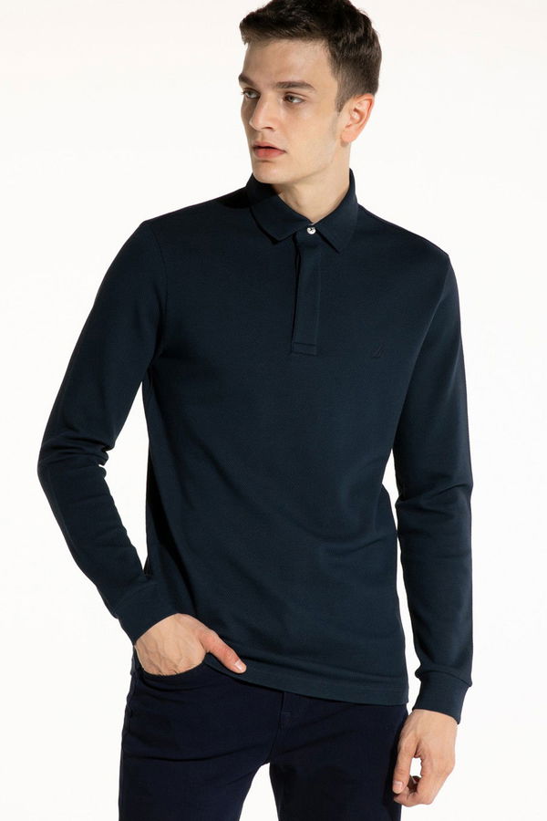 Nautica Polo Yaka Uzun Kollu T-shirt LACIVERT Nautica Polo Yaka Uzun Kollu T-shirt LACIVERT