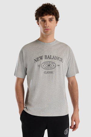 New Balance Erkek Bisiklet Yaka Erkek T-shirt GRI