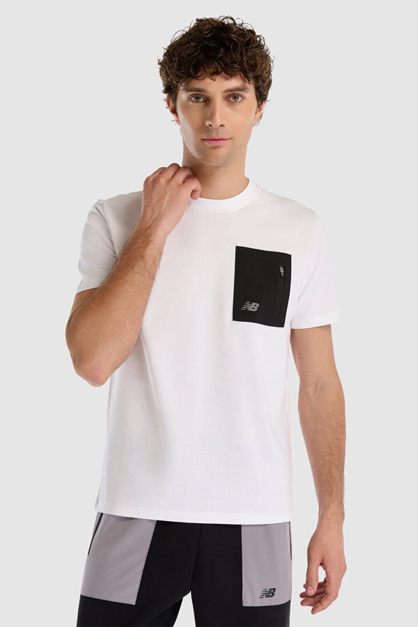 New Balance Bisiklet Yaka Erkek T-shirt EKRU