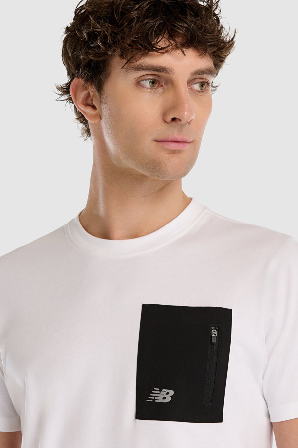 New Balance Bisiklet Yaka Erkek T-shirt EKRU