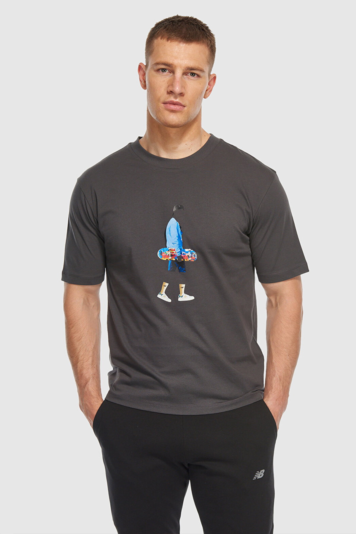 New Balance Bisiklet Yaka T-shirt ANTRASIT