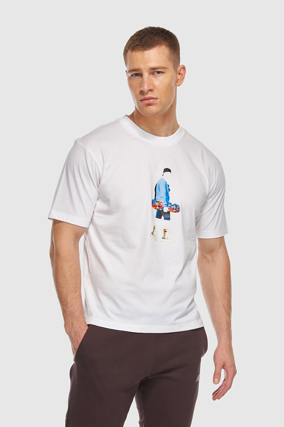 New Balance  Bisiklet Yaka Erkek T-shirt Beyaz