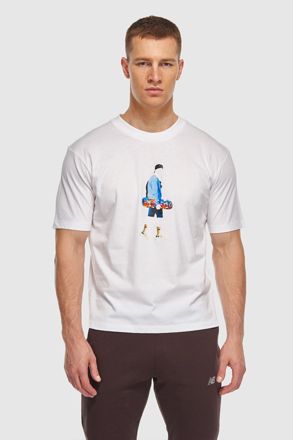 New Balance  Bisiklet Yaka Erkek T-shirt Beyaz