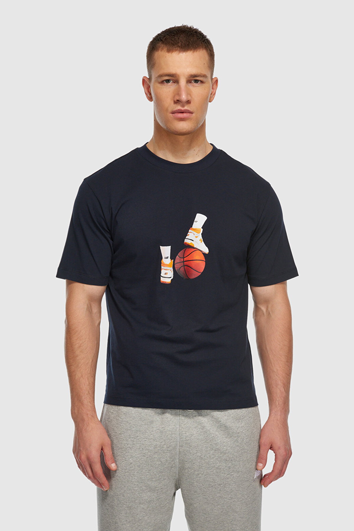 New Balance Bisiklet Yaka Erkek T-shirt LACIVERT