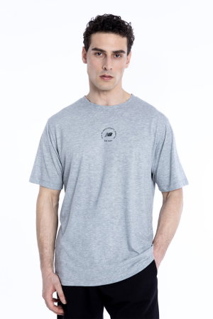 New Balance Erkek Bisiklet Yaka T-shirt GRI