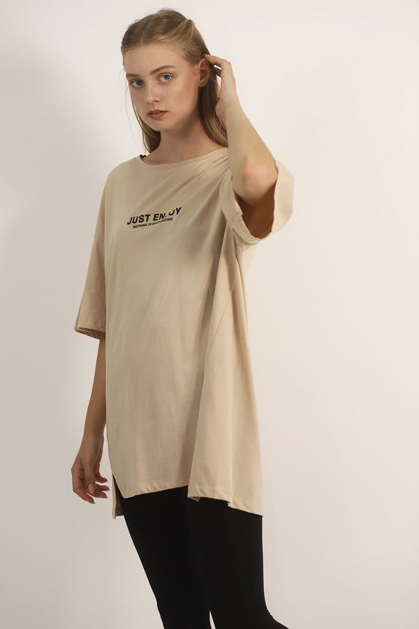 Ön Baskılı T-shirt BEJ Ön Baskılı T-shirt BEJ