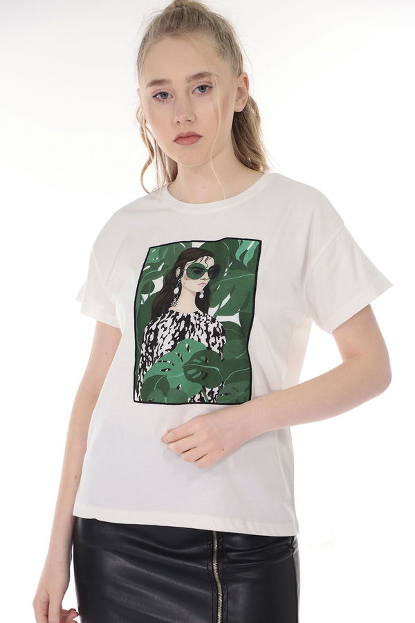 Ön Baskılı T-shirt Beyaz Ön Baskılı T-shirt Beyaz