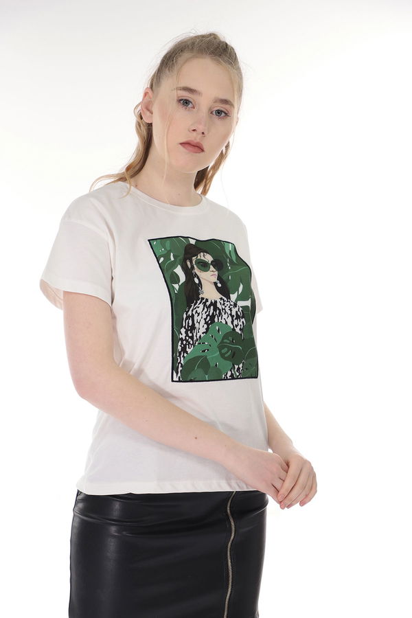 Ön Baskılı T-shirt Beyaz Ön Baskılı T-shirt Beyaz