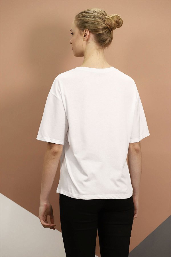 Ön Baskılı T-shirt Beyaz