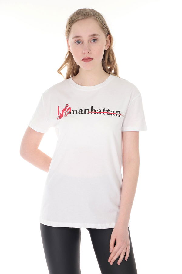 Ön Baskılı T-shirt Beyaz Ön Baskılı T-shirt Beyaz
