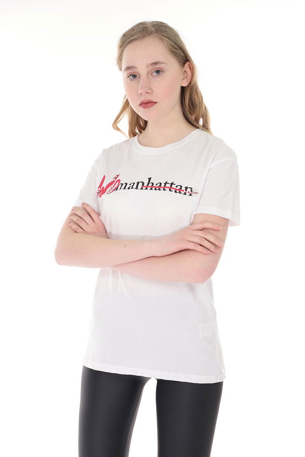 Ön Baskılı T-shirt Beyaz Ön Baskılı T-shirt Beyaz