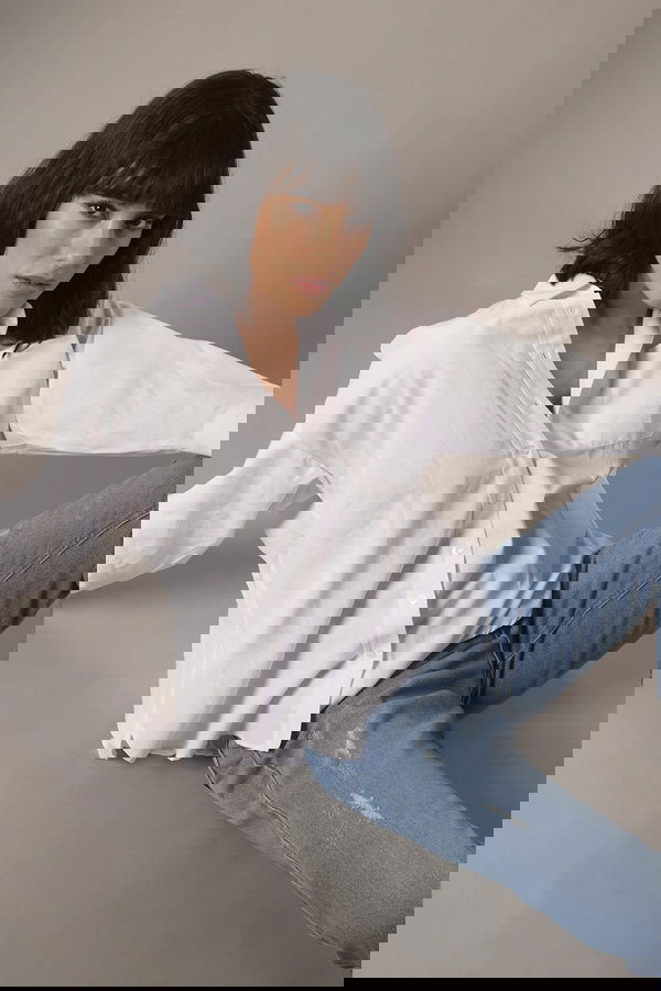 Ön Cepli Gömlek Beyaz Ön Cepli Gömlek Beyaz