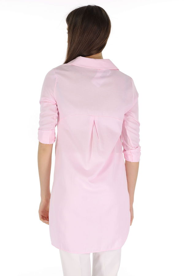 Ön Patlı Yan Cepli Tunik PEMBE Ön Patlı Yan Cepli Tunik PEMBE