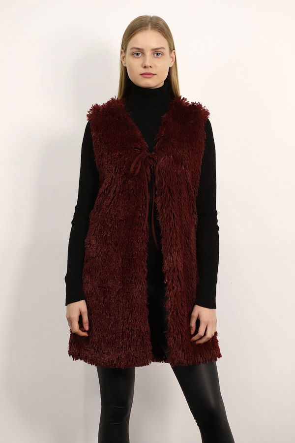 Bağcıklı Peluş Yelek BORDO Bağcıklı Peluş Yelek BORDO