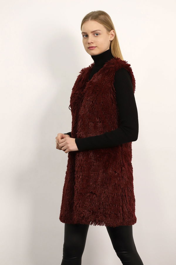 Bağcıklı Peluş Yelek BORDO Bağcıklı Peluş Yelek BORDO