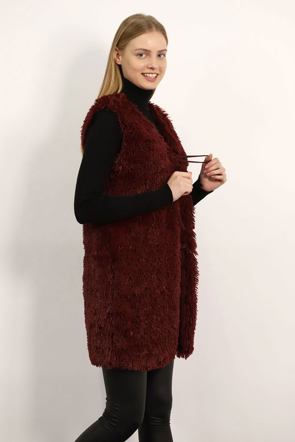 Bağcıklı Peluş Yelek BORDO Bağcıklı Peluş Yelek BORDO