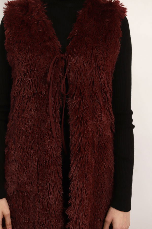 Bağcıklı Peluş Yelek BORDO Bağcıklı Peluş Yelek BORDO