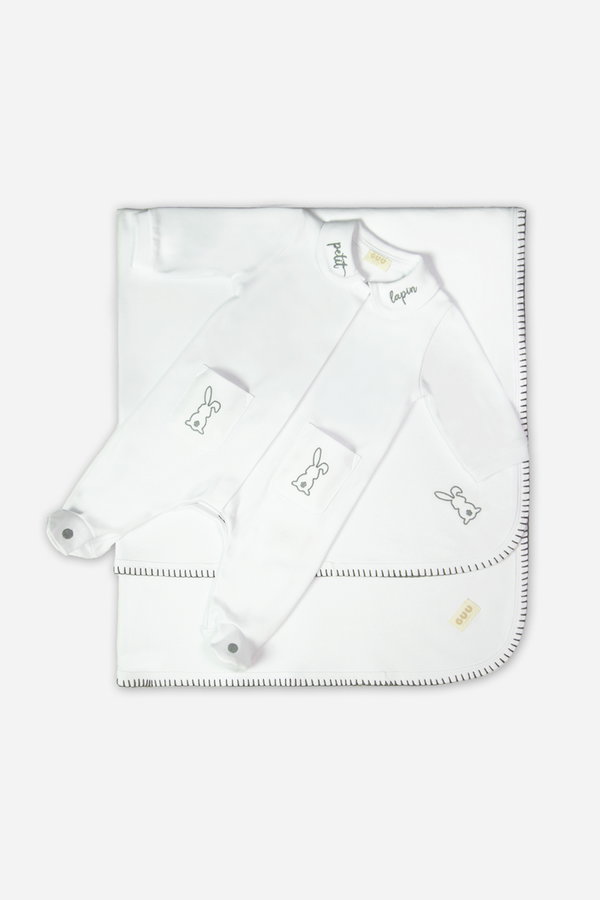 Organik Pamuk Body Battaniye Set Beyaz