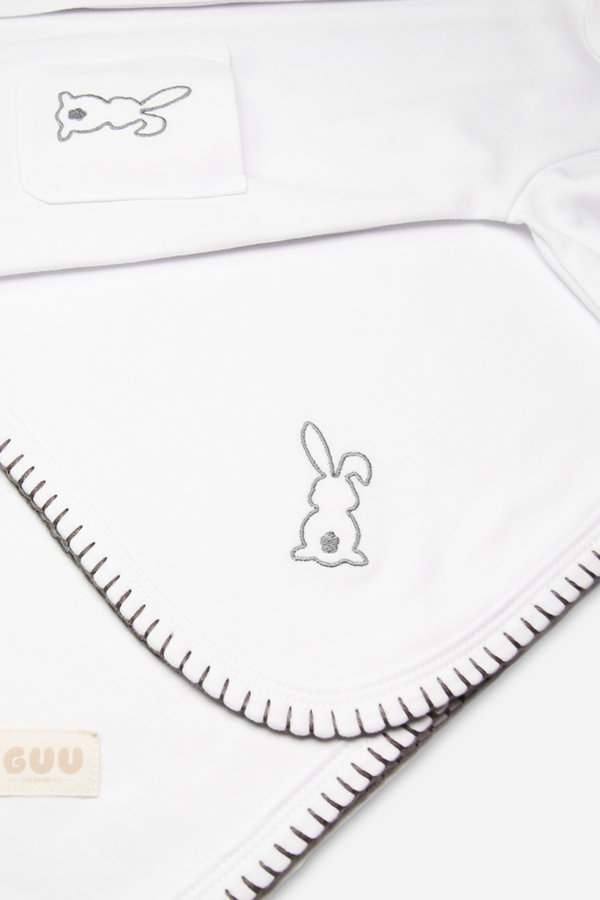 Organik Pamuk Body Battaniye Set Beyaz