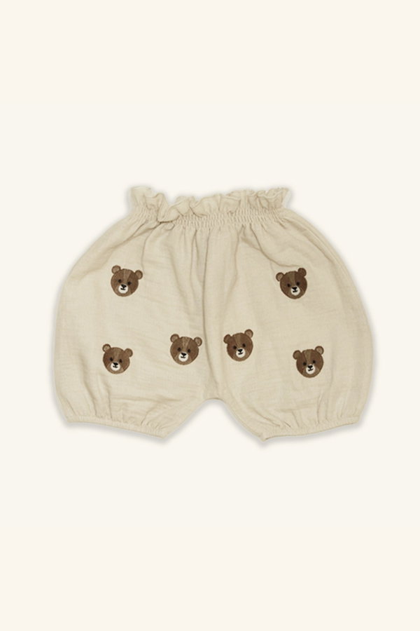 Organik Pamuk Müslin Balon Şort-Body-Şapka Takım KAHVERENGI