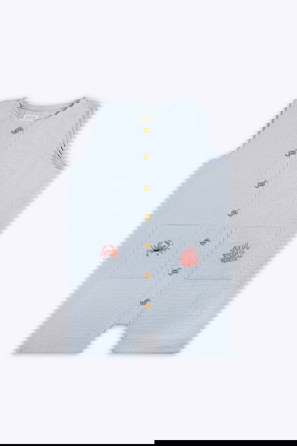 Organik Pamuk Müslin Tulum MAVI