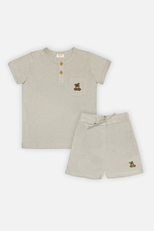Organik Pamuk T-shirt ve Şort Takım GRI