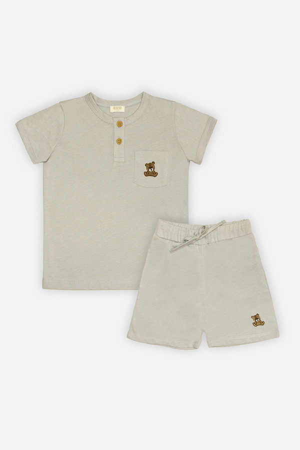 Organik Pamuk T-shirt ve Şort Takım GRI