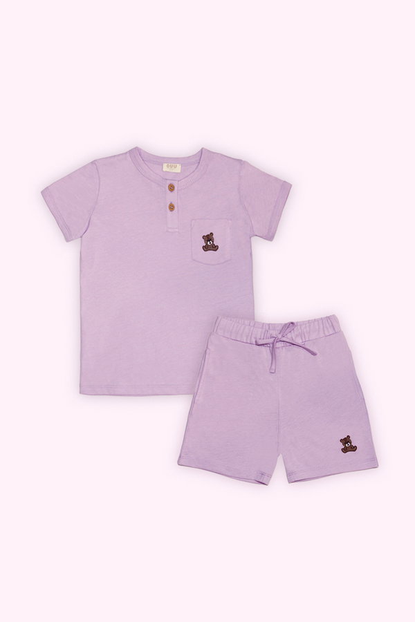 Organik Pamuk T-shirt ve Şort Takım LILA