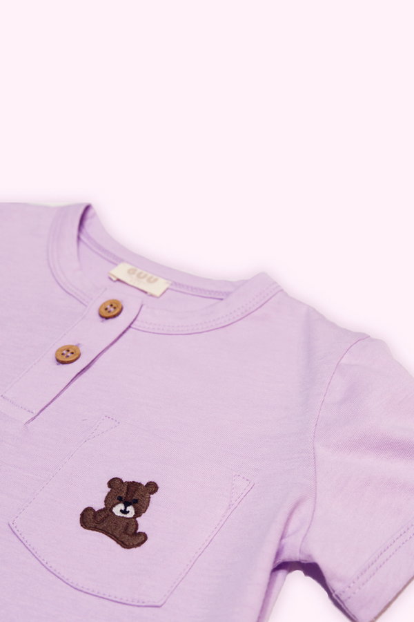 Organik Pamuk T-shirt ve Şort Takım LILA