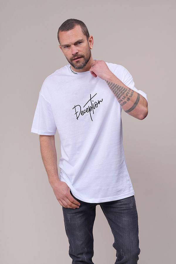Deceptıon Baskılı Oversize T-shirt Beyaz Deceptıon Baskılı Oversize T-shirt Beyaz